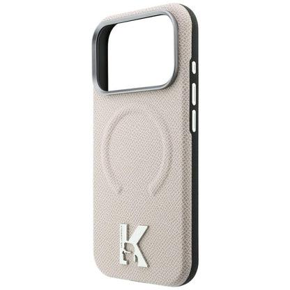 MagSafe-kuori Apple iPhone 18 Pro Max / 17 Pro Max, Karl Lagerfeld, Kuvioitu kohokuvioitu rengas, Beige