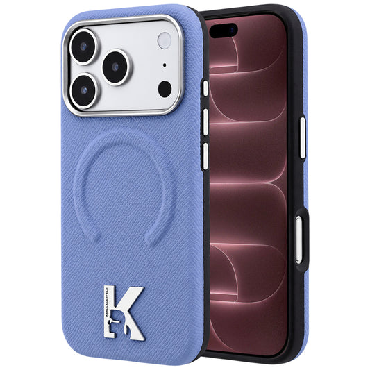 MagSafe-kuori Apple iPhone 18 Pro Max / 17 Pro Max, Karl Lagerfeld, Kuvioitu kohokuvioitu rengas, Sininen