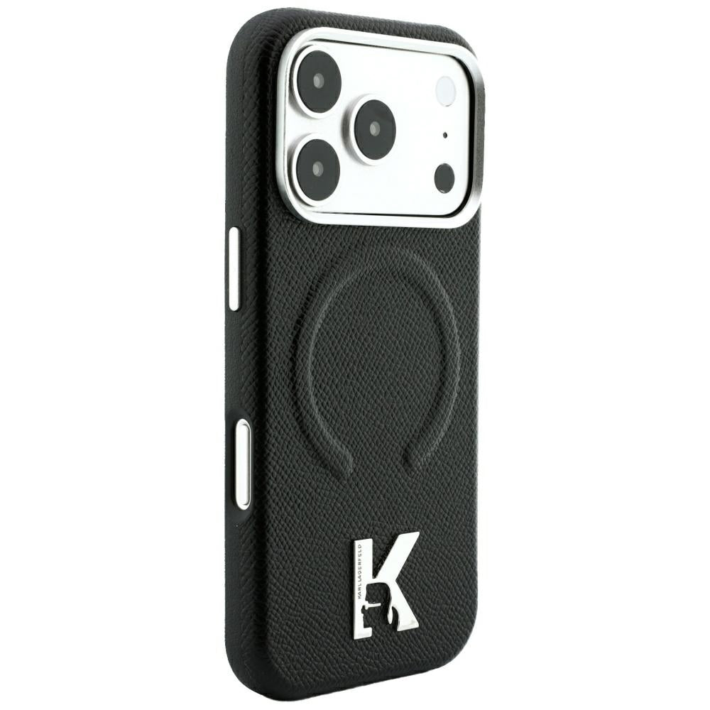 MagSafe Case for Apple iPhone 18 Pro Max / 17 Pro Max, Karl Lagerfeld, Grained Embossed Ring, Black
