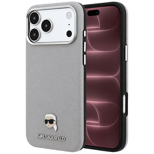 MagSafe-kuori Apple iPhone 18 Pro Max / 17 Pro Max, Karl Lagerfeld, Karhennettu Karl Head's Metal, Harmaa