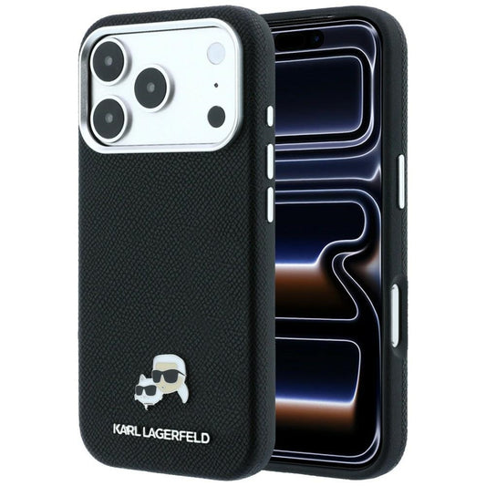 MagSafe-kuori Apple iPhone 18 Pro Max / 17 Pro Max, Karl Lagerfeld, Grained KC Heads, Musta