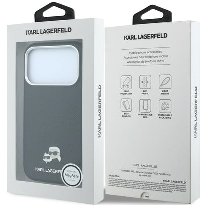 MagSafe-kuori Apple iPhone 18 Pro Max / 17 Pro Max, Karl Lagerfeld, Grained KC Heads, Musta