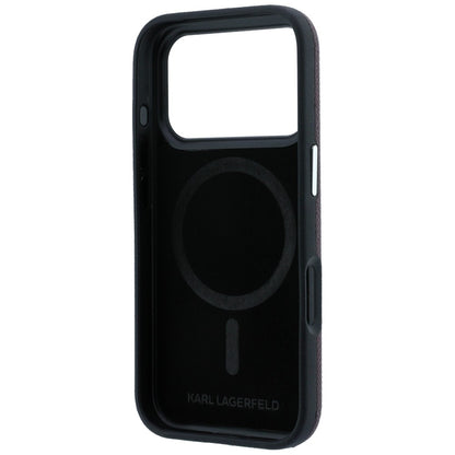 MagSafe Case for Apple iPhone 18 Pro Max / 17 Pro Max, Karl Lagerfeld, Grained KC Heads, Burgundy