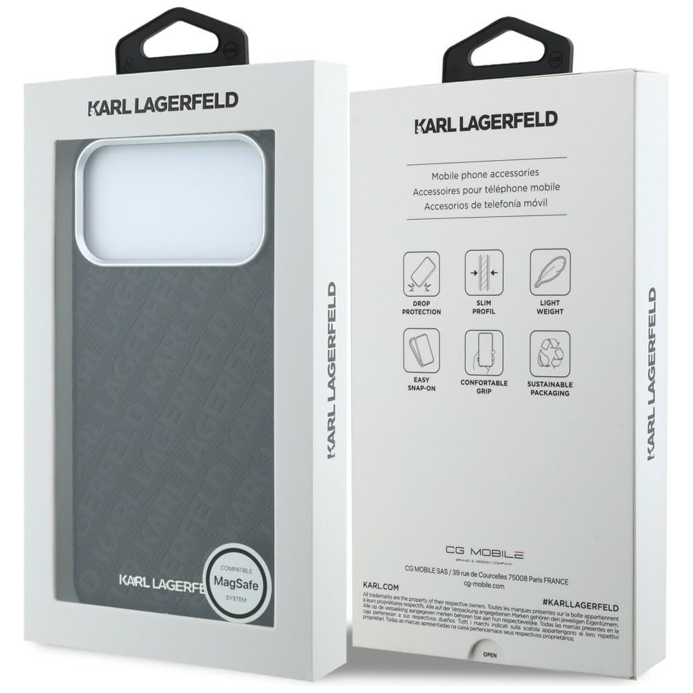 MagSafe-kuori Apple iPhone 18 Pro Max / 17 Pro Max, Karl Lagerfeld, Karkeapintainen metallilogo, Musta