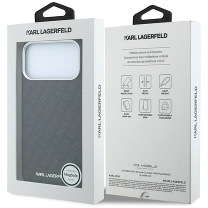 MagSafe-kuori Apple iPhone 18 Pro Max / 17 Pro Max, Karl Lagerfeld, Karkeapintainen metallilogo, Musta