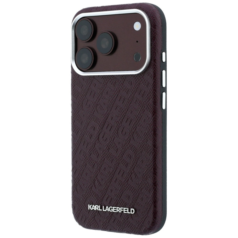 MagSafe-kuori Apple iPhone 18 Pro Max / 17 Pro Max, Karl Lagerfeld, Karkeapintainen metallilogo, Viininpunainen