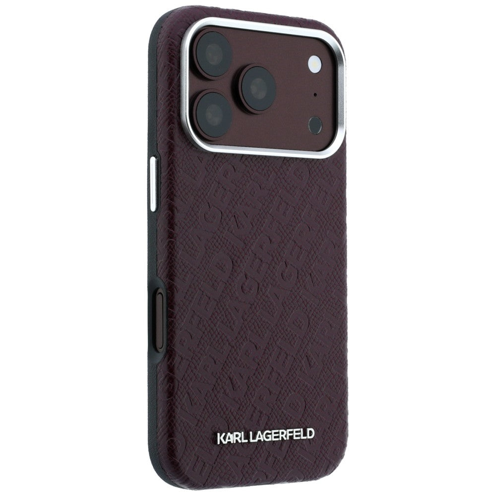 MagSafe-kuori Apple iPhone 18 Pro Max / 17 Pro Max, Karl Lagerfeld, Karkeapintainen metallilogo, Viininpunainen