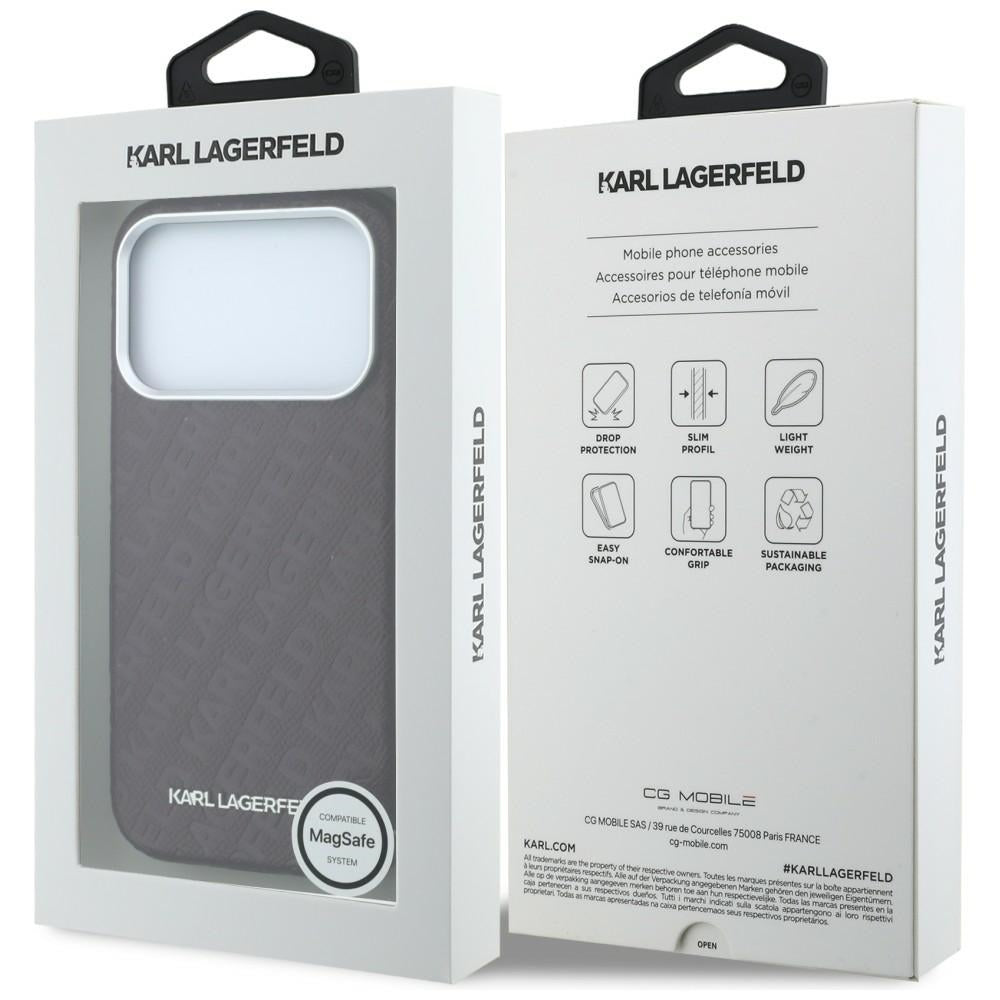 MagSafe-kuori Apple iPhone 18 Pro Max / 17 Pro Max, Karl Lagerfeld, Karkeapintainen metallilogo, Viininpunainen