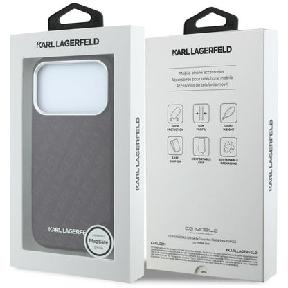 MagSafe-kuori Apple iPhone 18 Pro Max / 17 Pro Max, Karl Lagerfeld, Karkeapintainen metallilogo, Viininpunainen