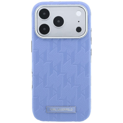 MagSafe Case for Apple iPhone 18 Pro Max / 17 Pro Max, Karl Lagerfeld, Grained Mono Resin Logo, Blue