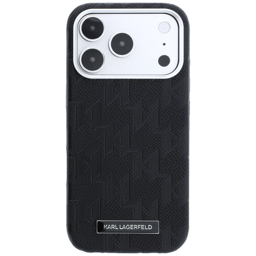 MagSafe Case for Apple iPhone 18 Pro Max / 17 Pro Max, Karl Lagerfeld, Grained Mono Resin Logo, Black