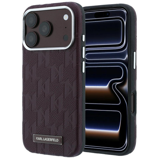 MagSafe-kuori Apple iPhone 18 Pro Max / 17 Pro Max, Karl Lagerfeld, Karkeapintainen Mono Resin -logo, Viininpunainen
