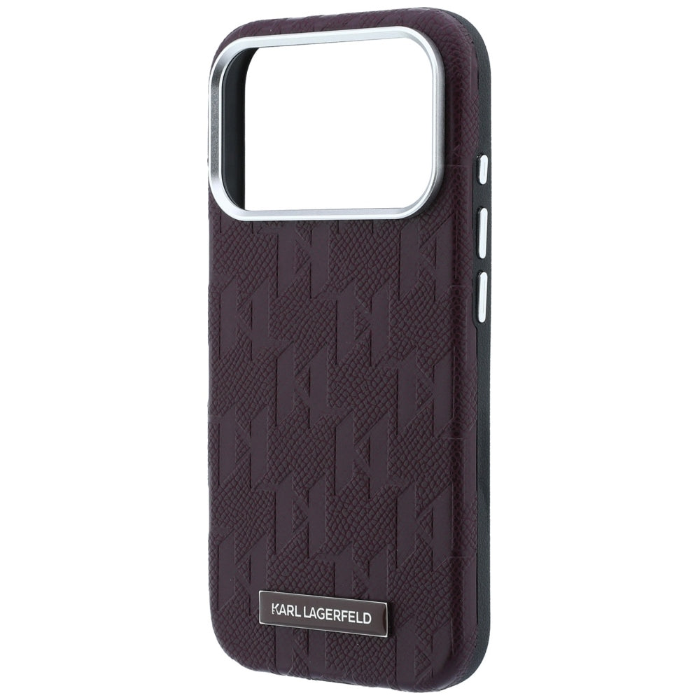 MagSafe Case for Apple iPhone 18 Pro Max / 17 Pro Max, Karl Lagerfeld, Grained Mono Resin Logo, Burgundy