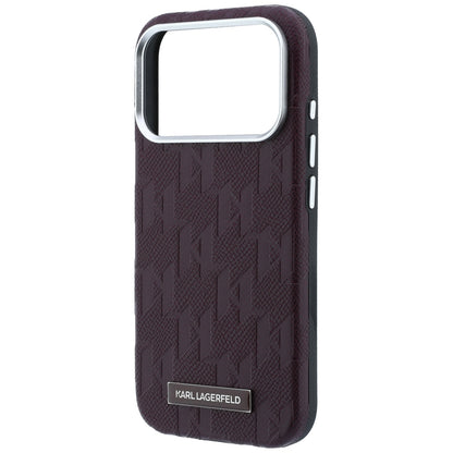 MagSafe Case for Apple iPhone 18 Pro Max / 17 Pro Max, Karl Lagerfeld, Grained Mono Resin Logo, Burgundy