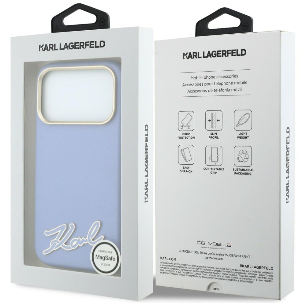 MagSafe-kuori Apple iPhone 18 Pro Max / 17 Pro Max -puhelimelle, Karl Lagerfeld, Grained Resin Sign Logo, sininen