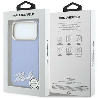 MagSafe-kuori Apple iPhone 18 Pro Max / 17 Pro Max -puhelimelle, Karl Lagerfeld, Grained Resin Sign Logo, sininen