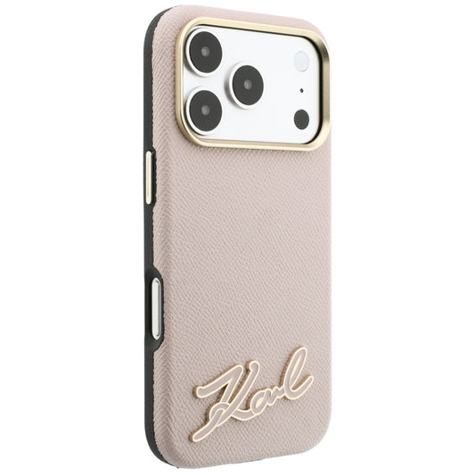 MagSafe-kuori Apple iPhone 18 Pro Max / 17 Pro Max -puhelimelle, Karl Lagerfeld, Grained Resin Sign Logo, vaaleanpunainen
