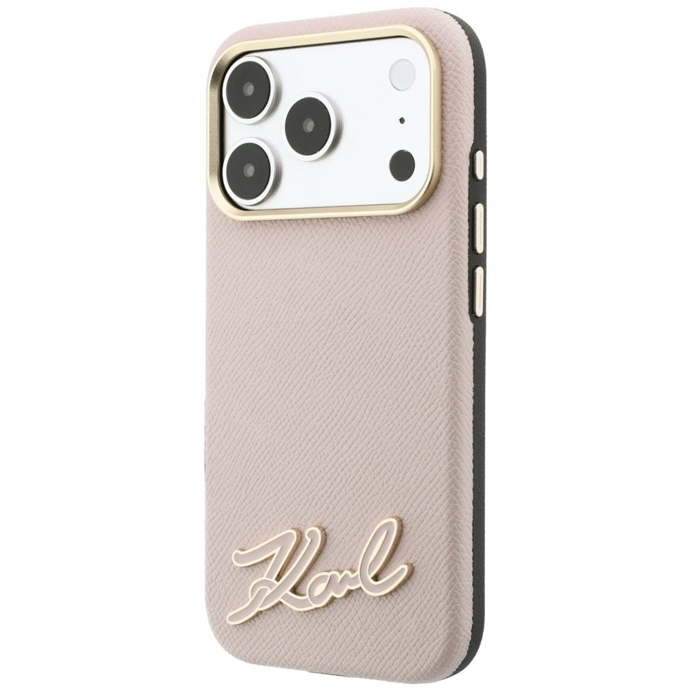 MagSafe-kuori Apple iPhone 18 Pro Max / 17 Pro Max -puhelimelle, Karl Lagerfeld, Grained Resin Sign Logo, vaaleanpunainen