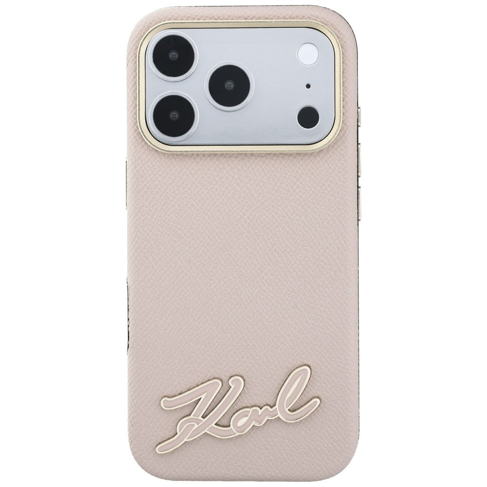 MagSafe-kuori Apple iPhone 18 Pro Max / 17 Pro Max -puhelimelle, Karl Lagerfeld, Grained Resin Sign Logo, vaaleanpunainen