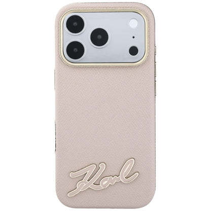 MagSafe-kuori Apple iPhone 18 Pro Max / 17 Pro Max -puhelimelle, Karl Lagerfeld, Grained Resin Sign Logo, vaaleanpunainen