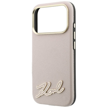 MagSafe-kuori Apple iPhone 18 Pro Max / 17 Pro Max -puhelimelle, Karl Lagerfeld, Grained Resin Sign Logo, vaaleanpunainen