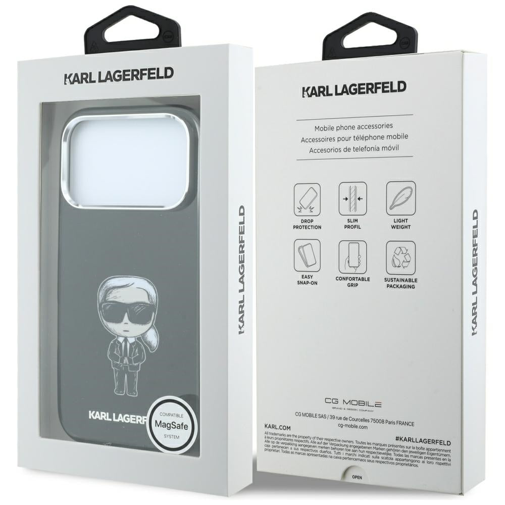 MagSafe Case for Apple iPhone 18 Pro Max / 17 Pro Max, Karl Lagerfeld, HC IML Ikonik Sketch Print, Black