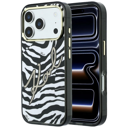 MagSafe-kuori Apple iPhone 18 Pro Max / 17 Pro Max, Karl Lagerfeld, HC IML Signature Zebra Glitter Gold, Musta