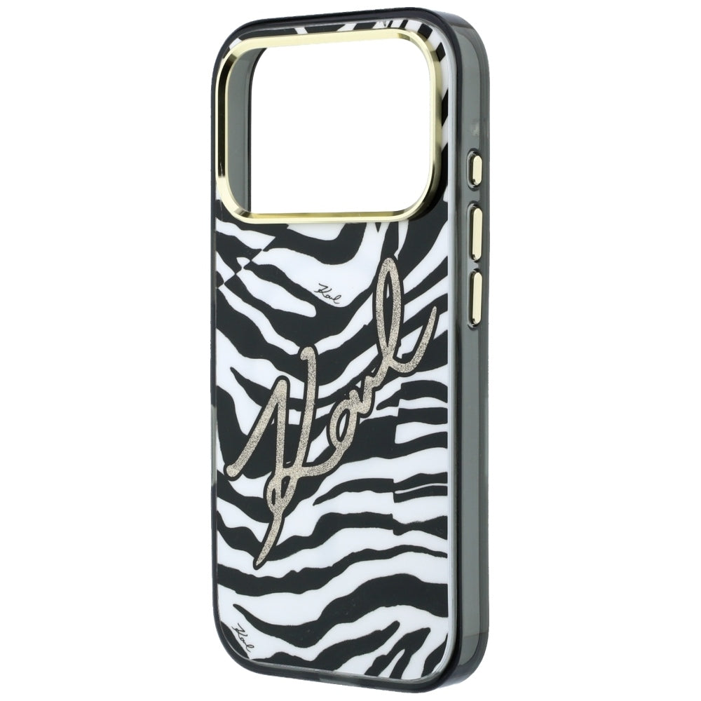 MagSafe Case for Apple iPhone 18 Pro Max / 17 Pro Max, Karl Lagerfeld, HC IML Signature Zebra Glitter Gold, Black