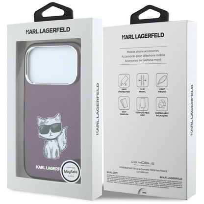 MagSafe Case for Apple iPhone 18 Pro Max / 17 Pro Max, Karl Lagerfeld, IML Choupette Body Sketch Print, Burgundy