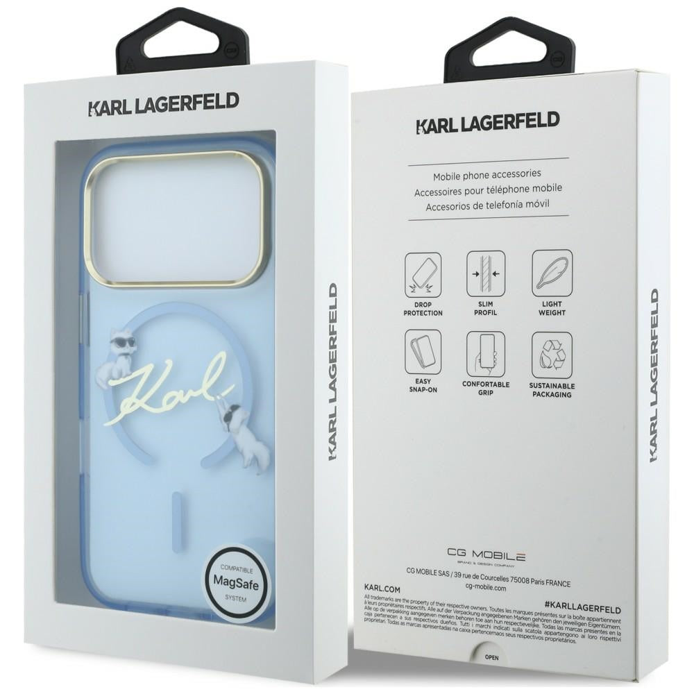 MagSafe-kuori Apple iPhone 18 Pro Max / 17 Pro Max -puhelimelle, Karl Lagerfeld, IML Choupette Karl Script Logo, sininen