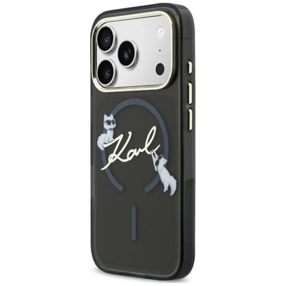 MagSafe Case for Apple iPhone 18 Pro Max / 17 Pro Max, Karl Lagerfeld, IML Choupette Karl Script Logo, Black
