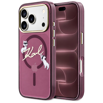 MagSafe-kuori Apple iPhone 18 Pro Max / 17 Pro Max, Karl Lagerfeld, IML Choupette Karl Script Logo, Viininpunainen