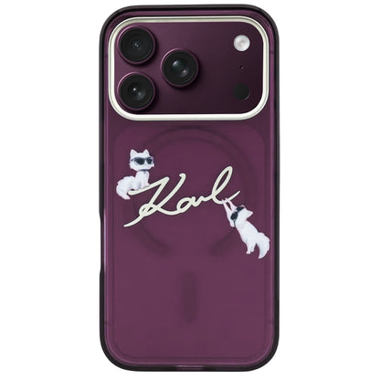 MagSafe-kuori Apple iPhone 18 Pro Max / 17 Pro Max, Karl Lagerfeld, IML Choupette Karl Script Logo, Viininpunainen
