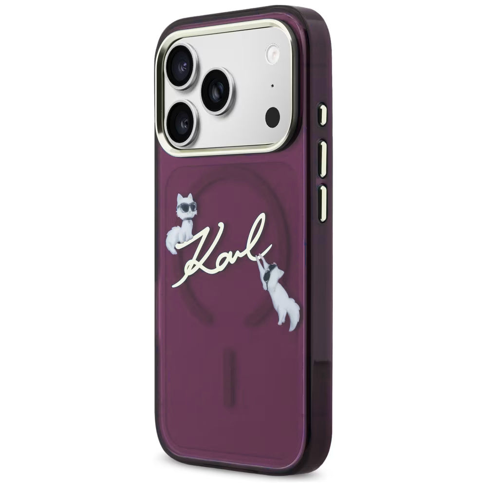 MagSafe-kuori Apple iPhone 18 Pro Max / 17 Pro Max, Karl Lagerfeld, IML Choupette Karl Script Logo, Viininpunainen