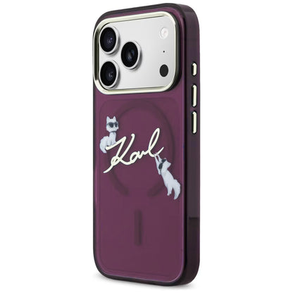 MagSafe-kuori Apple iPhone 18 Pro Max / 17 Pro Max, Karl Lagerfeld, IML Choupette Karl Script Logo, Viininpunainen