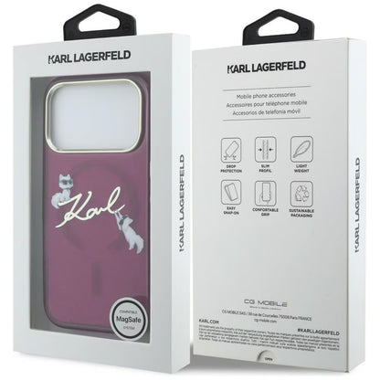 MagSafe-kuori Apple iPhone 18 Pro Max / 17 Pro Max, Karl Lagerfeld, IML Choupette Karl Script Logo, Viininpunainen