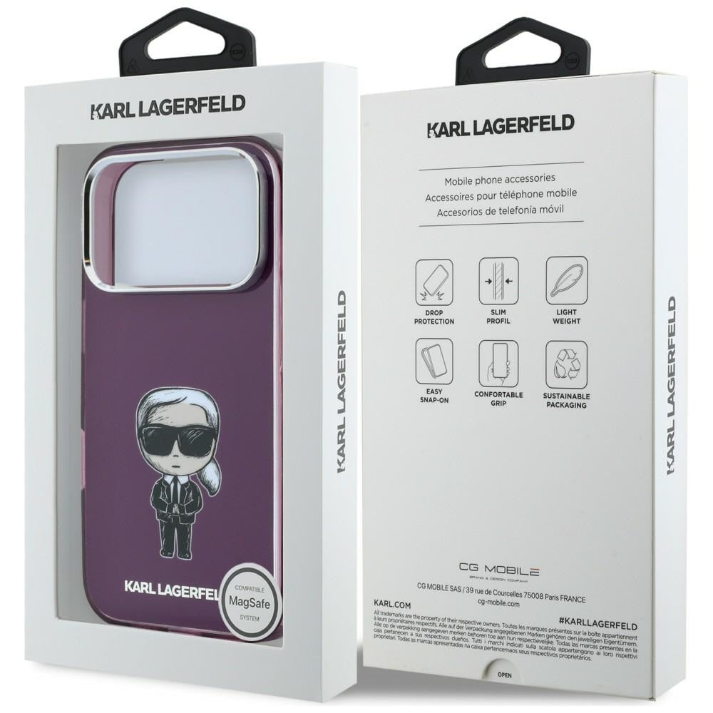 MagSafe-kuori Apple iPhone 18 Pro Max / 17 Pro Max, Karl Lagerfeld, IML Ikonik Sketch Print, Viininpunainen