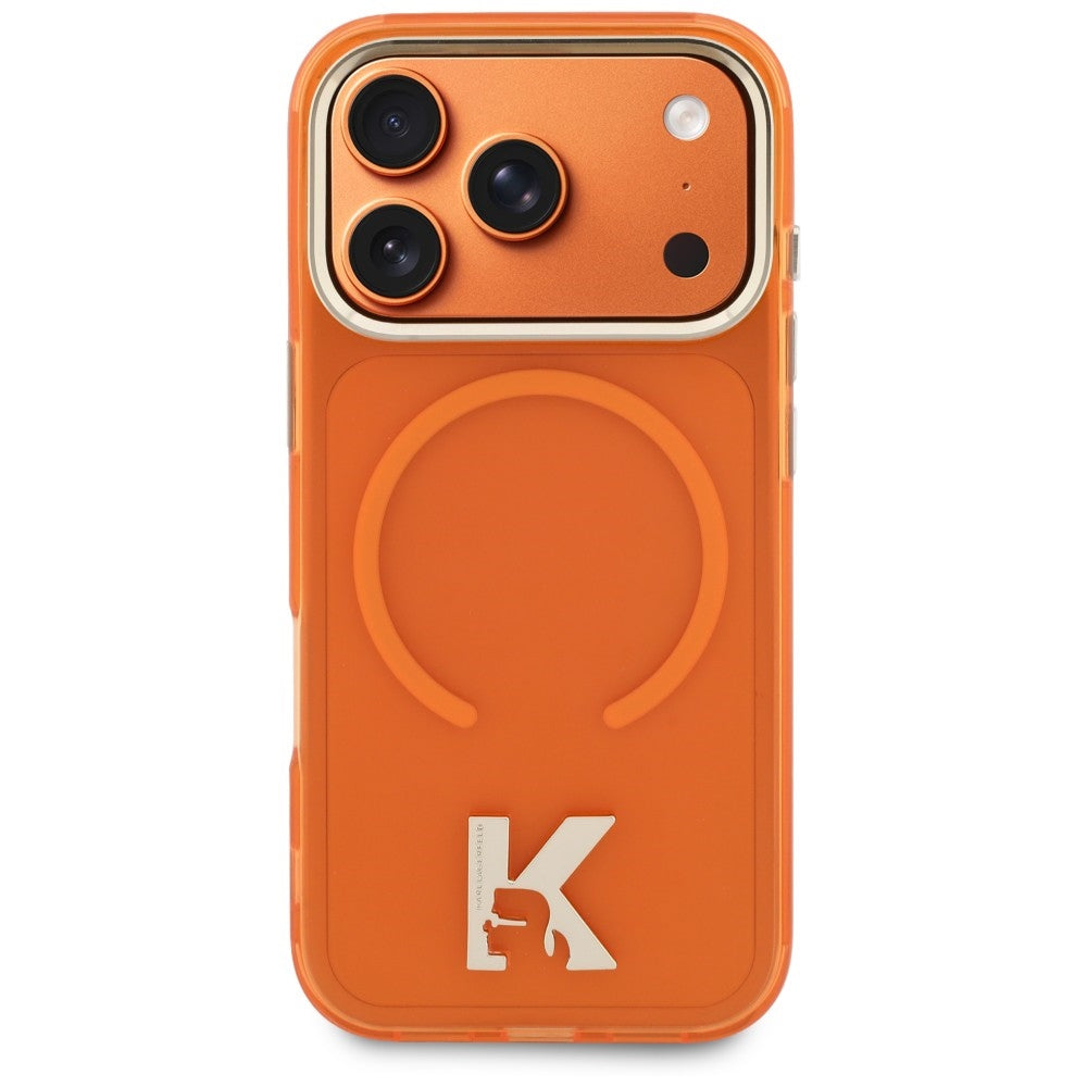 MagSafe-kuori Apple iPhone 18 Pro Max / 17 Pro Max -puhelimelle, Karl Lagerfeld, IML Karl Head -logo, oranssi