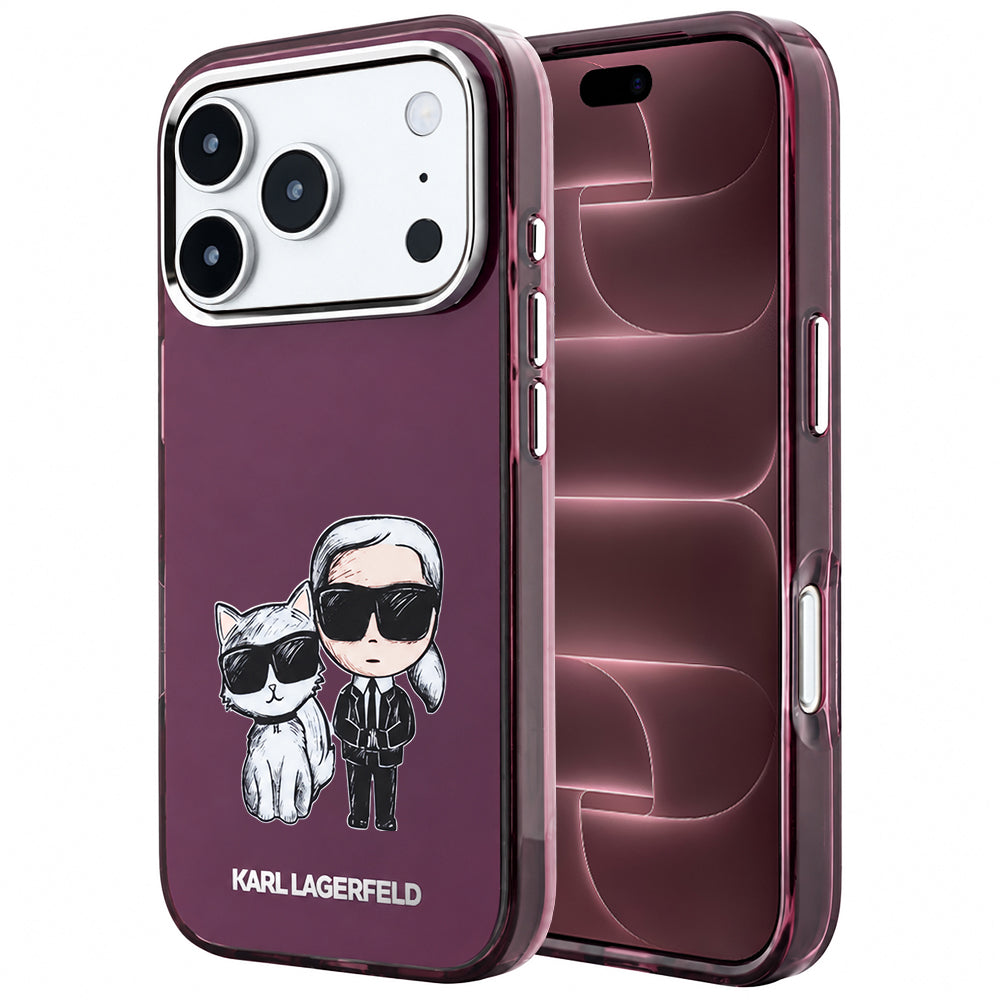 MagSafe-kuori Apple iPhone 18 Pro Max / 17 Pro Max, Karl Lagerfeld, IML KC Bodies Sketch Print, Viininpunainen
