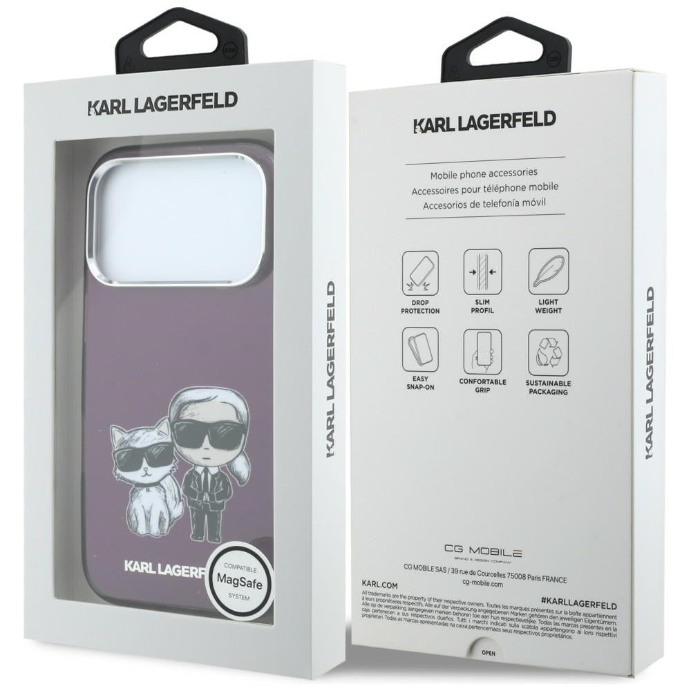 MagSafe-kuori Apple iPhone 18 Pro Max / 17 Pro Max, Karl Lagerfeld, IML KC Bodies Sketch Print, Viininpunainen
