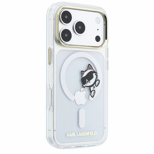 MagSafe-kuori Apple iPhone 18 Pro Max / 17 Pro Max, Karl Lagerfeld, IML Peekaboo -kuvio ja metallikehys, läpinäkyvä