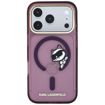 MagSafe-kuori Apple iPhone 18 Pro Max / 17 Pro Max, Karl Lagerfeld, IML Peekaboo -kuvio ja metallikehys, viininpunainen