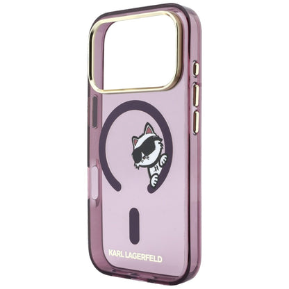 MagSafe-kuori Apple iPhone 18 Pro Max / 17 Pro Max, Karl Lagerfeld, IML Peekaboo -kuvio ja metallikehys, viininpunainen
