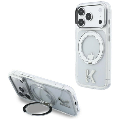 MagSafe-kuori Apple iPhone 18 Pro Max / 17 Pro Max, Karl Lagerfeld, IML Ring Stand Kameo Metal, Läpinäkyvä