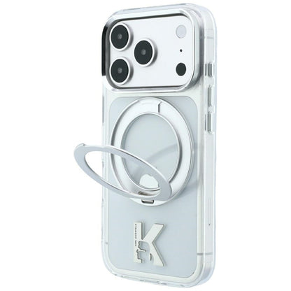 MagSafe-kuori Apple iPhone 18 Pro Max / 17 Pro Max, Karl Lagerfeld, IML Ring Stand Kameo Metal, Läpinäkyvä