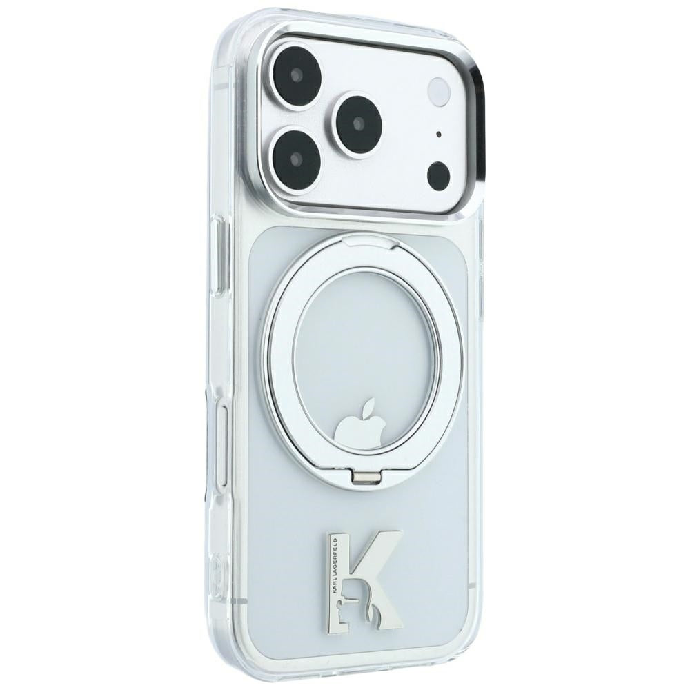 MagSafe-kuori Apple iPhone 18 Pro Max / 17 Pro Max, Karl Lagerfeld, IML Ring Stand Kameo Metal, Läpinäkyvä