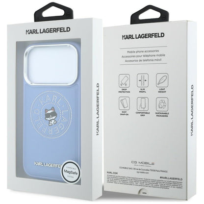 MagSafe Case for Apple iPhone 18 Pro Max / 17 Pro Max, Karl Lagerfeld, Point and Choupette Sketch, Blue