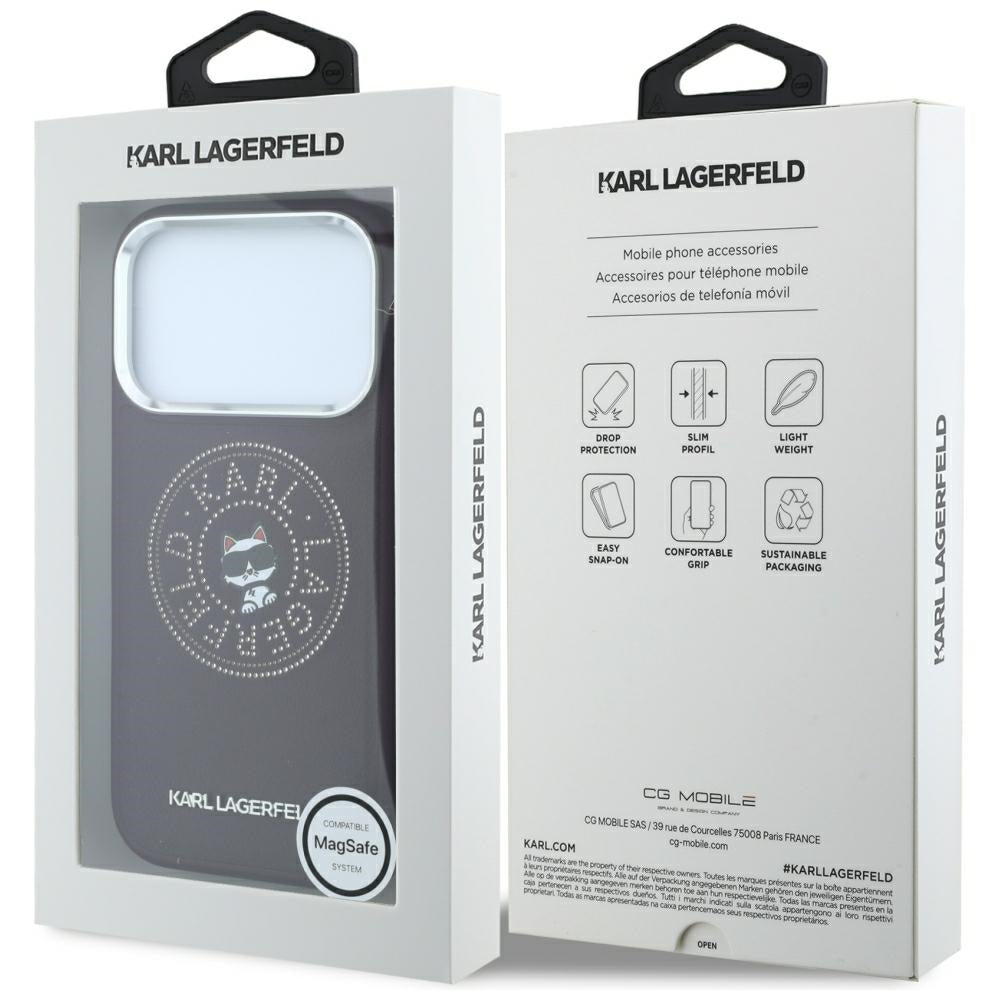 MagSafe-kuori Apple iPhone 18 Pro Max / 17 Pro Max, Karl Lagerfeld, Point and Choupette Sketch, Viininpunainen