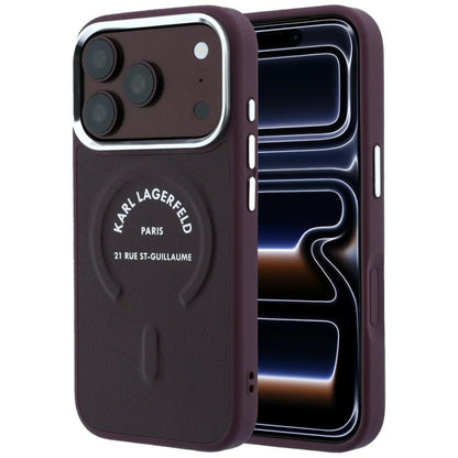 MagSafe Case for Apple iPhone 18 Pro Max / 17 Pro Max, Karl Lagerfeld, Ring Karl RSG Logo, Burgundy