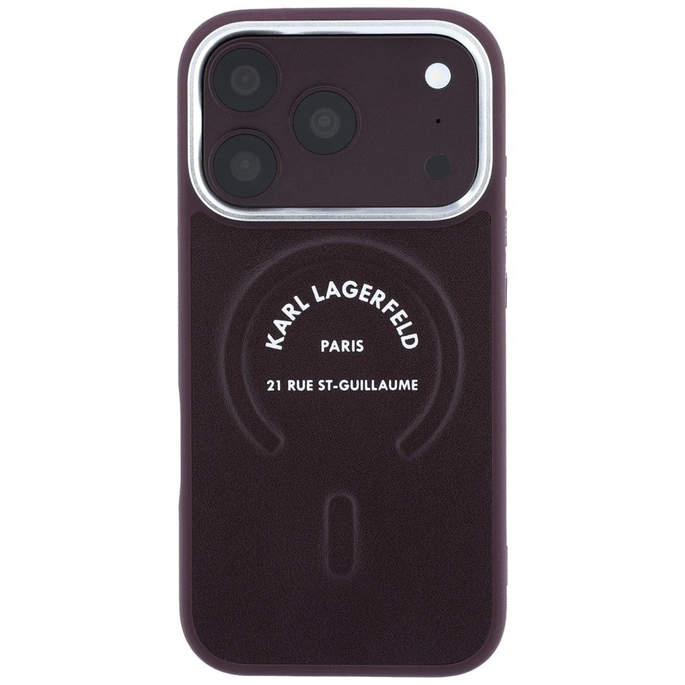 MagSafe Case for Apple iPhone 18 Pro Max / 17 Pro Max, Karl Lagerfeld, Ring Karl RSG Logo, Burgundy